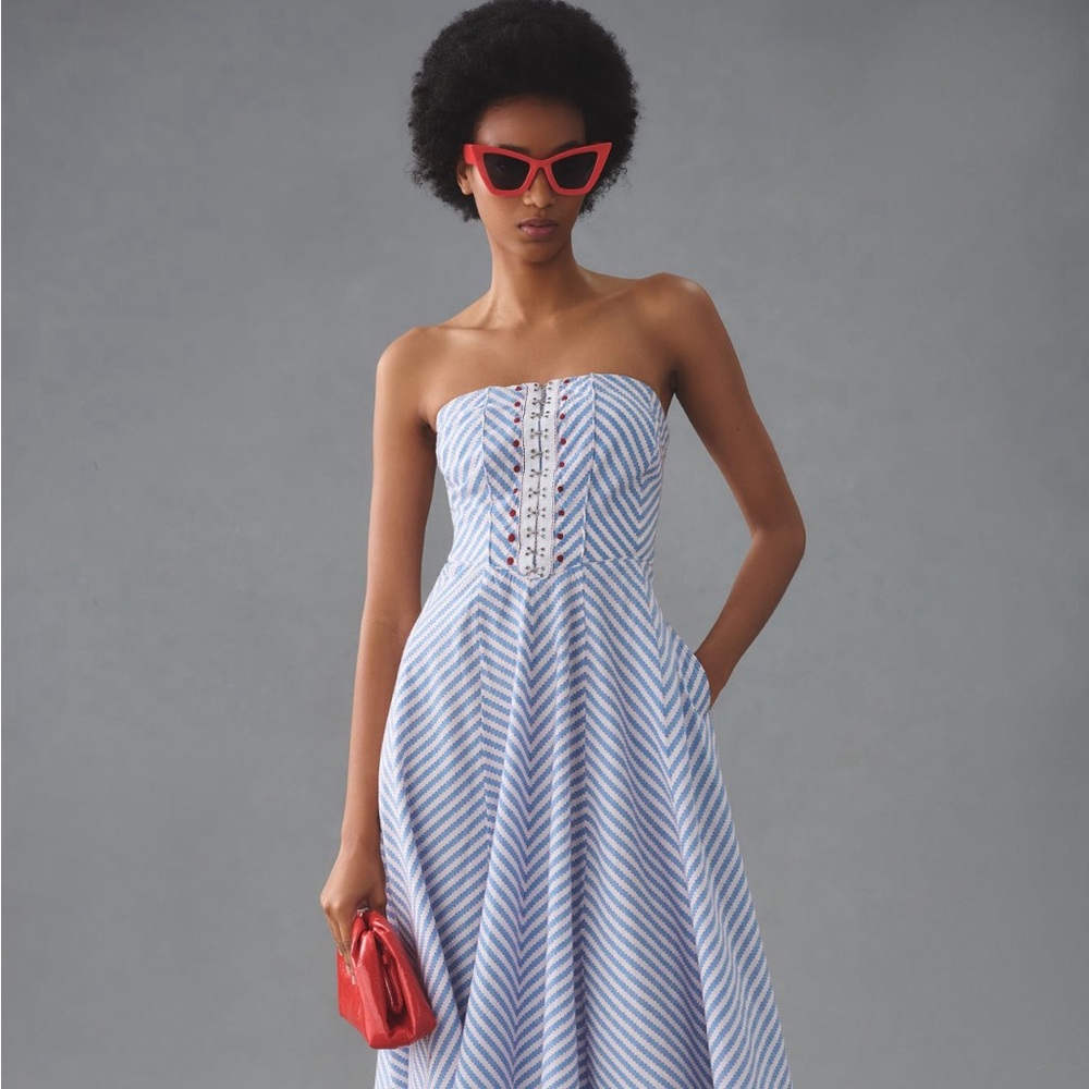 Anthropologie strapless A-line dress by Maeve size S